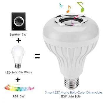

Smart Music Light Bulb Led Colorful Speaker Bulb Wireless Remote Control Audio Bulb 12W 220V RGB Bulb Light Music Player