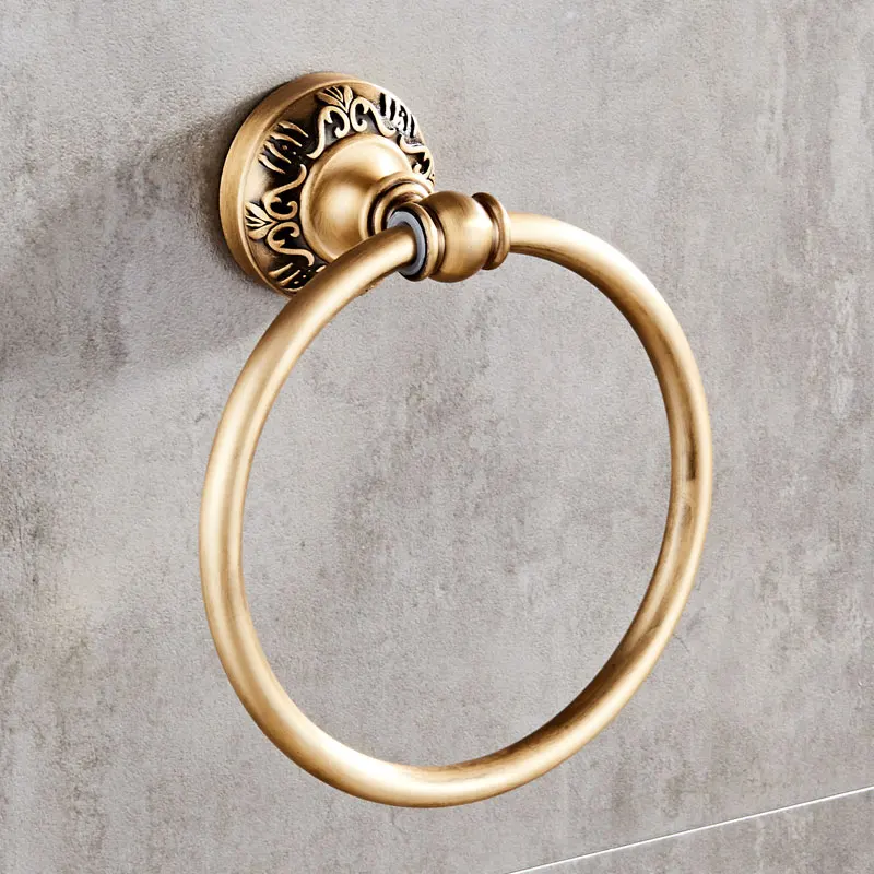 Античный резной настенный круглое полотенце кольцо Классическая вешалка для полотенец в ванную аксессуары для ванной комнаты