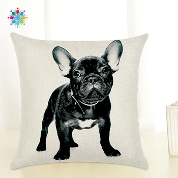 

French Bulldog Cushion Linen Pillowcase Cute Dog Decorative Cushions for Sofa Home Decoration Pillow Case 45*45cm TLSM