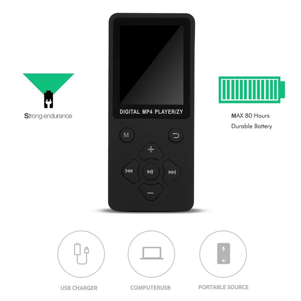 Мини USB Клип ЖК-экран Bluetooth MP4 плеер поддержка 32G TF карта ультра тонкий без потерь звук 1,8 ''mp3-плеер с FM E-book#15