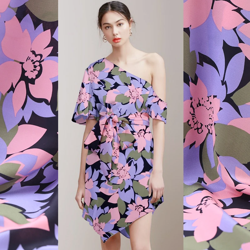 138 см широкая шелковая ткань с принтом метр кулон шелковая крепдешин ткань 14 мм рубашка платье креп ткань оптом шелковая ткань