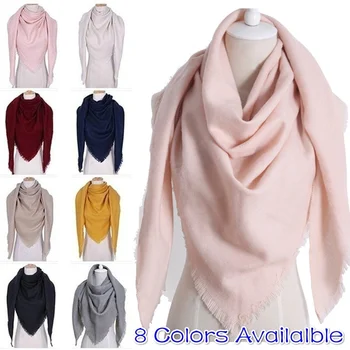 

AWAYTR Autumn Winter Fichu Scarf Imitation Cashmere Shawl Triangle Scarf 8 Colors Available Soft Warm Knitted Scarf Collerat