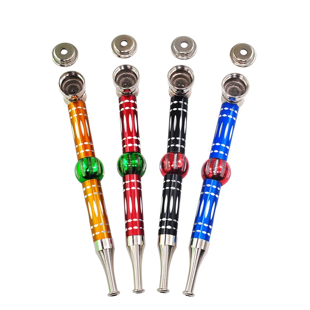 145MM Gemstone Zinc Alloy Metal Smoking Pipe Metal Bowl Pipes Metal