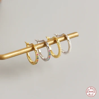 

Aide Minimalist Rainbow Zircon 925 Sterling Silver Piercing Stud Earrings For Women lovers' Valentine's Day Cartilage Pendientes