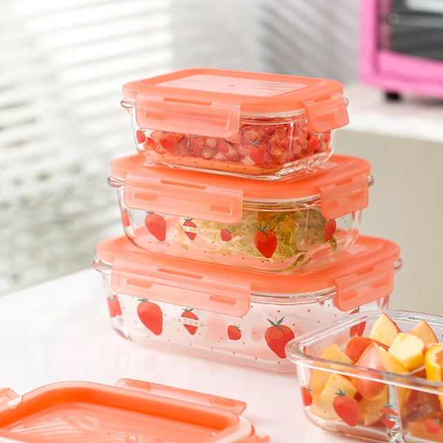 Portable Glass Picnic Lunch Box Microwave Usable Food Lunch Box with  Compartment Storage Container Large Capacity Pink - AliExpress