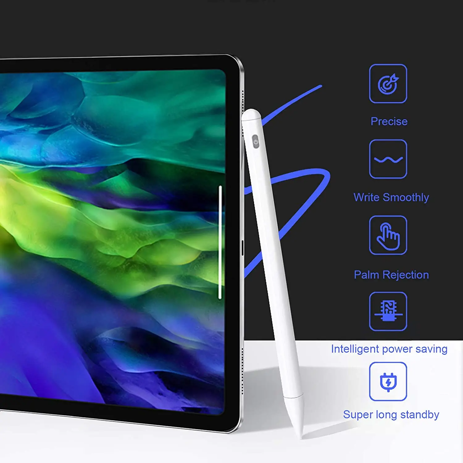 ANYQOO Stylet pour iPad 9eme & 10eme génération,2018-2022 Stylet Tactile  iPad Pro 11/12,9, Pencil Haute Précision pour Apple iPad de 8e / 7e / 6e