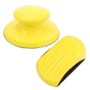 

2 pcs Hand Sanding Blocks Hook and Loop 5 Inch Manual Round and Mouse-Shaped Polishing Disk Sander for Furniture Wood A50