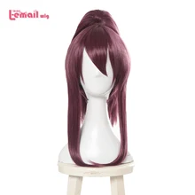 L email wig Game LOL K/DA Akali Cosplay Wigs KDA Cosplay Long Purple Ponytail Wig Halloween Heat Resistant Synthetic Hair