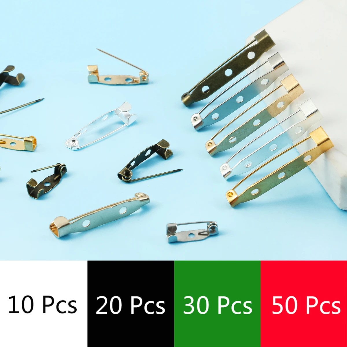 Gold Brooch Clip Base Metal Pins 15-35mm Safety Pins Brooch Setting Pin Holder DIY Jewelry Making Supplies 10/20/30/50pcs pin brooches clothing brooch metal brooches