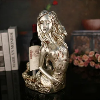 

[HHT] EUROPEAN PRACTICAL HOME DECORATION ACCESSORIES CREATIVE FIGURES WINE RACK WINE CABINET FURNISHINGS RESIN CRAFTS ORNAMENTS