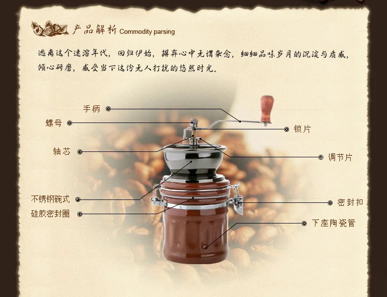 Керамическая ручная мельница для муки, бытовая маленькая кофемолка, ручная выкручивающаяся кофемашина, поддерживающая оптовый подарок