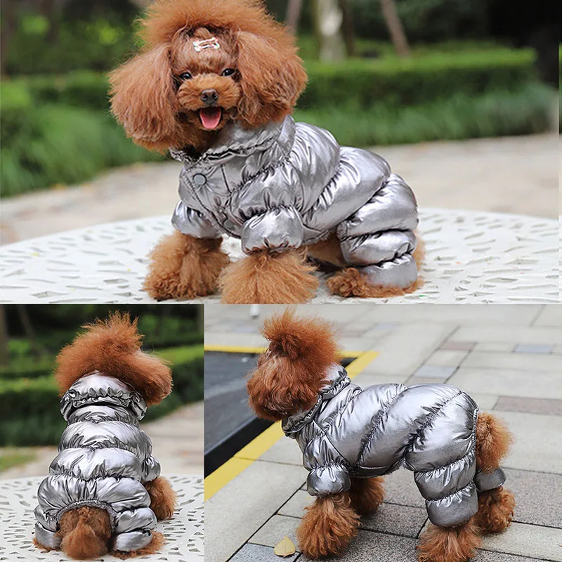 Блестящая золотая одежда для домашних животных зимний комбинезон теплое пальто для собаки для Щенок Чихуахуа одежда наряд для собак комбинезон для собак зимняя одежда для собак