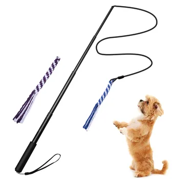 

hot sale Dog Outdoor Toy Extendable Teaser Wand With 2 Rope Chew Play Toys Training Exercise 2020 new arrival