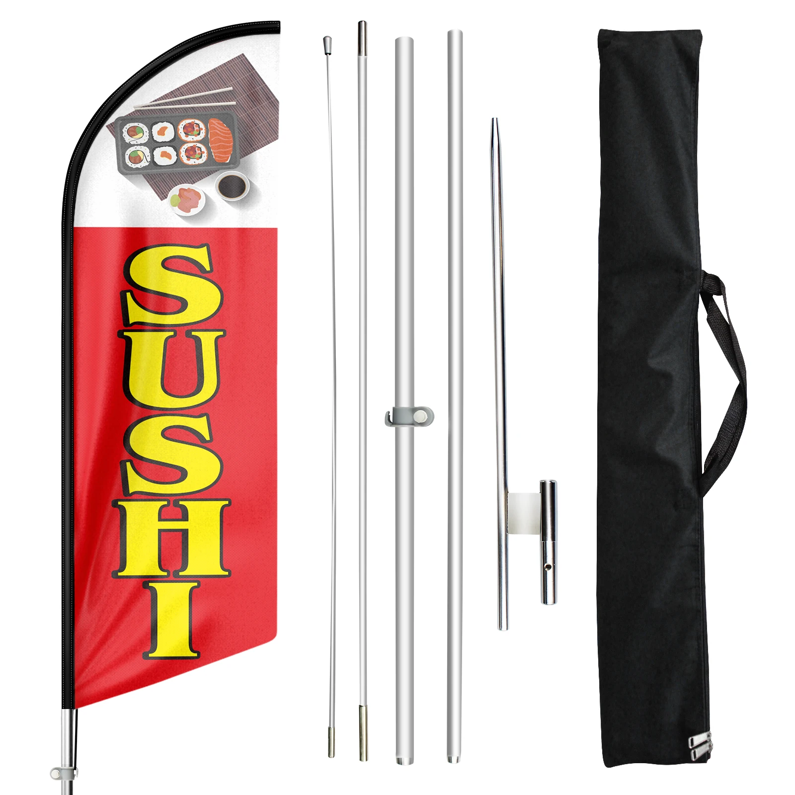 menudo Home Style Cooking Now Open King Swooper Feather Flag Sign Kit with Pole and Ground Spike Pack of 3
