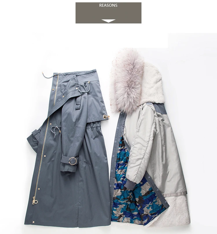 Fur Parkas Highstreet Real Raccoon Fur Collar Hooded Rabbit Fur Lining Long Coat Women Winter Casual Drawstring Waist Outwear