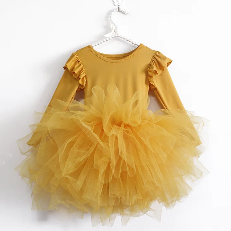 Baby Girl Princess Tulle Dress Fluffy Long Sleeve Infant Toddler Puffy Dress Tutu Black Green Party Pageant Dance Clothes 1-10Y baby girl skirt clothes Dresses