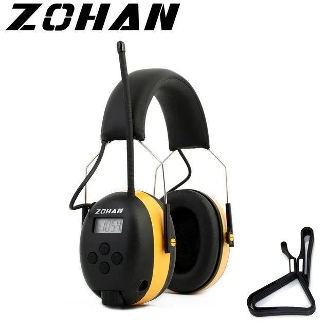 ZOHAN Digital AM/FM Stereo Radio Ear Muffs NRR 24dB Ear Protection for Mowing Professional Hearing Protector Radio Headphone