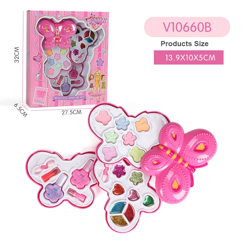 Ролевые игры игрушечный макияж розовый набор для моды и красоты безопасный нетоксичный макияж набор косметическая коробка для девочек игрушки принцесса одевание - Цвет: V10660B