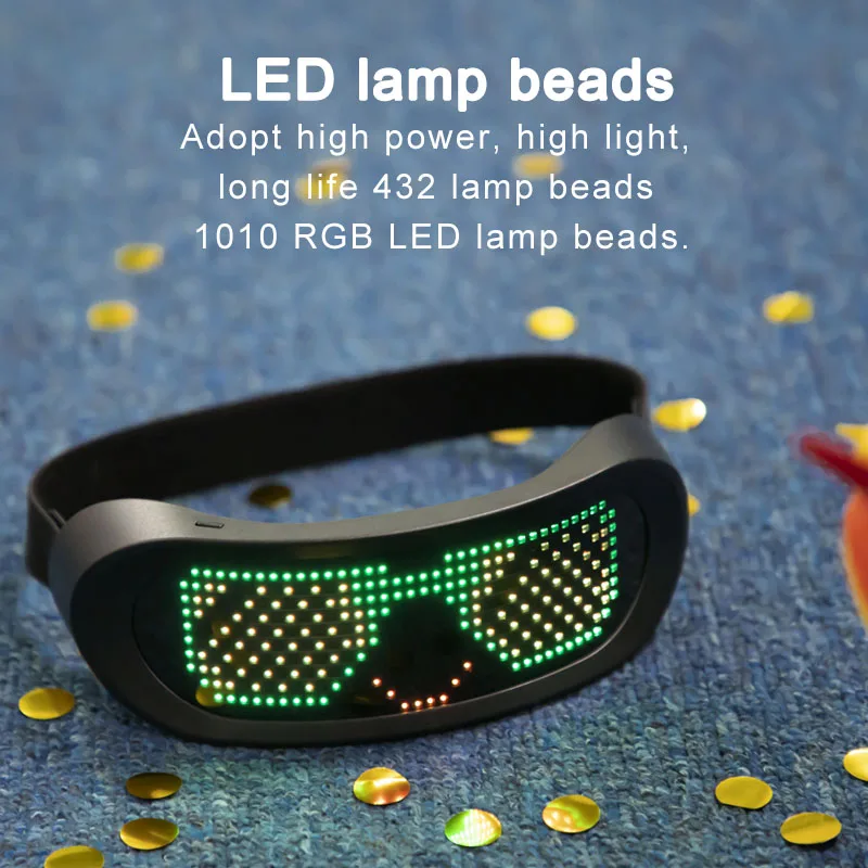 Gafas LED, con pantalla LED conectada con Bluetooth y aplicación con  pantalla LED inteligente, recargable por USB, para fiestas, clubes, DJ,  Halloween