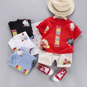 

Kids Clothing 2020 Summer Baby Fashion Cotton Cartoon Letter Short Sleeve Baby Boys Tshirt+shorts 2Pcs/set Girl Outfit Set