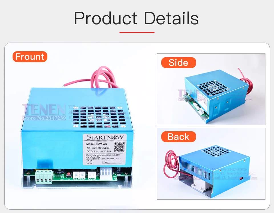 40W-WS MYJG-40 40 Вт Co2 лазерный генератор 110 В 220 В Универсальный высоковольтный источник питания для лазерной гравировки, маркировки, резки