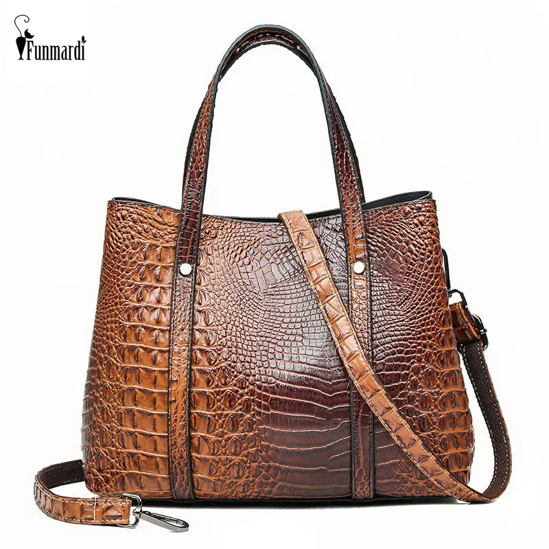 

FUNMARDI Luxury Crocodile Pattern Brand Handbag Female Bag High Quality PU Leather Shoulder Bag For Women Crossbody Bag WLHB2126