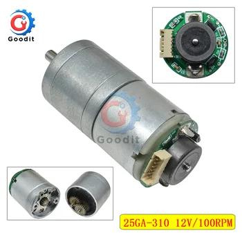 

DC 12V 25GA-310 Encoder Gear Motor Speed Reduction Gear Toys Motor With Metal Gearbox Wheel Car Mini DC Metal Motor 100RPM