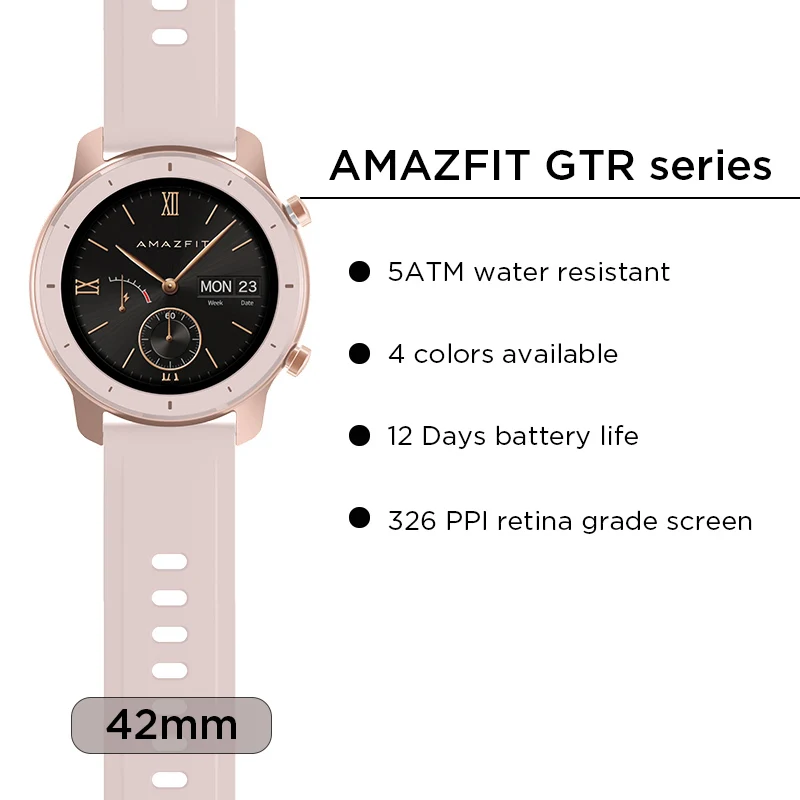 Новая глобальная версия Amazfit GTR 42 мм Смарт-часы 5ATM умные часы 12 дней батарея управление музыкой для Android IOS