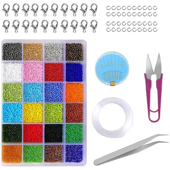 

17000 Pieces of 24-Color Pony Glass Beads, 3mm Pony Beads, Suitable for DIY Bracelets, Necklaces, Key Chains