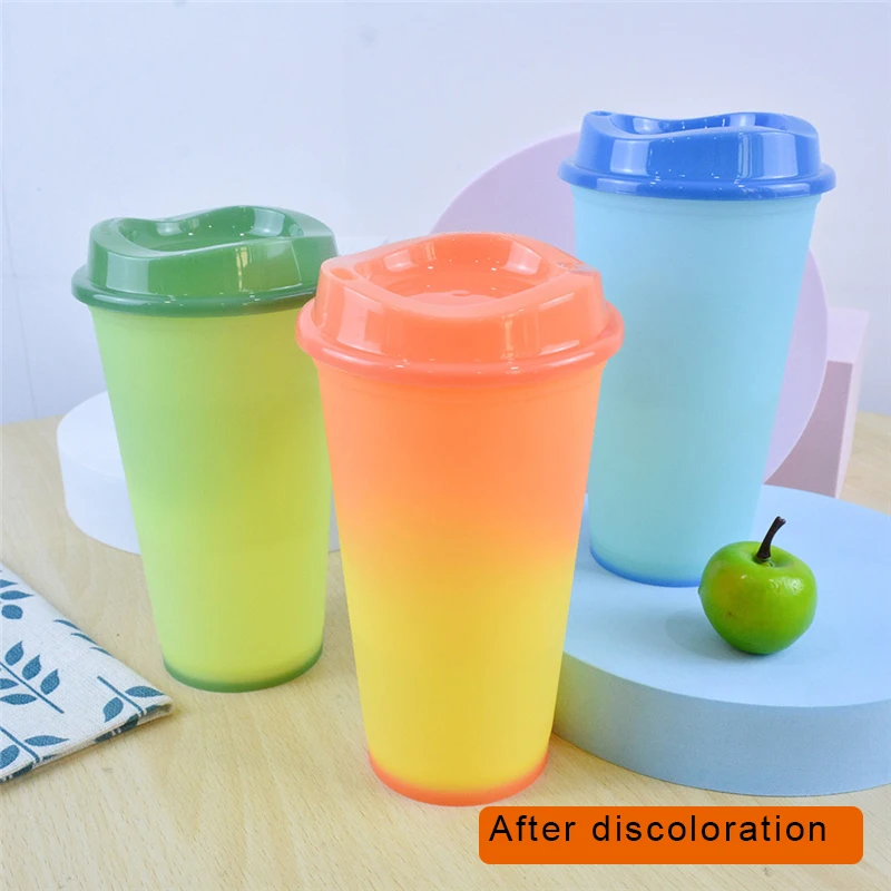 Color Changing Cups With Lids 473ml Reusable Bpa Free Creative Hot Drink Cups For Kids Drinkware Kitchen Dining Bar
