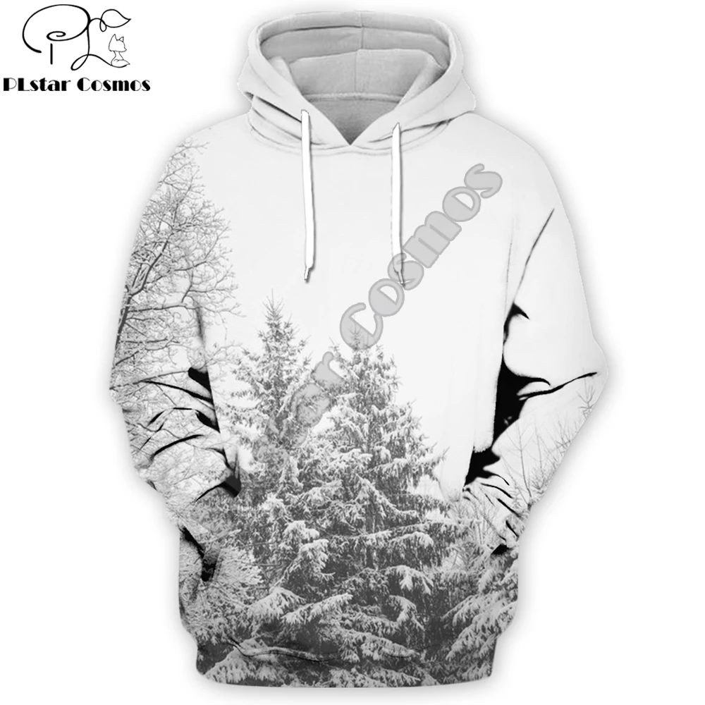 

PLstar Cosmos 2019 Xmas New Fashion Men 3d Hoodies Frost Forest Snowy Printed Sweatshirt/Hoodie/Zip Hoodie Men/Women streetwear