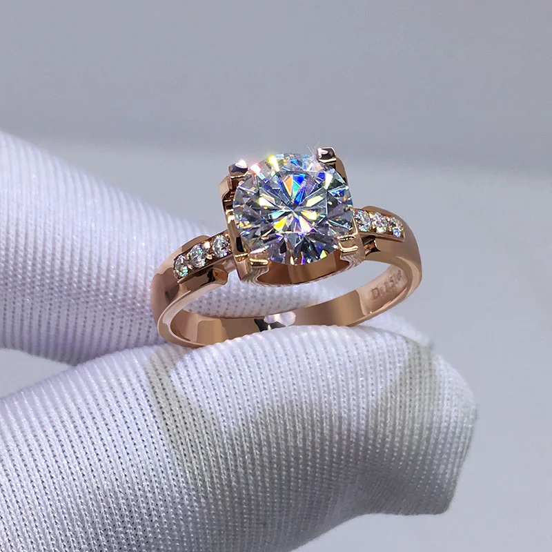 Изготовленное на заказ 18 К розовое золото Moissanite кольцо Роскошный Стиль Классический 4 коготь ювелирные изделия лабораторный алмаз свадебное кольцо на головщину чистый