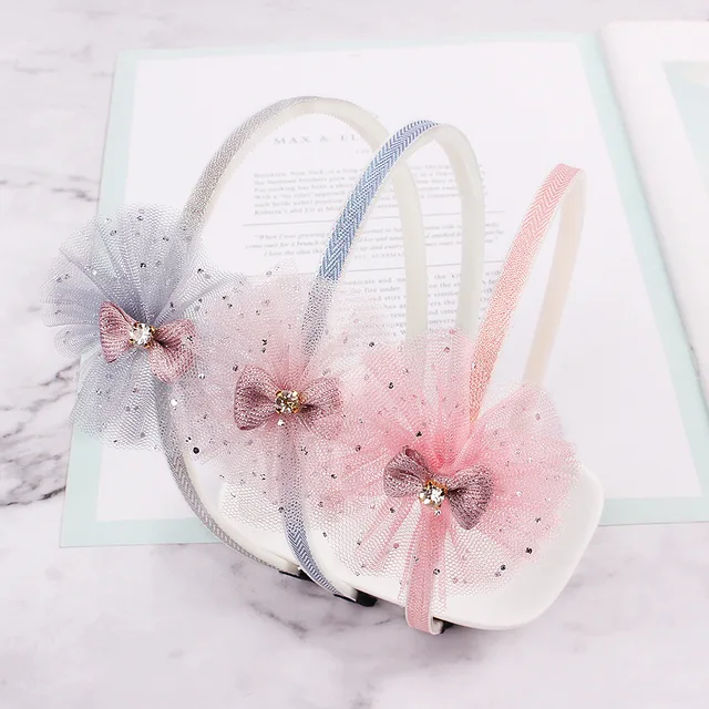 1Pcs Imitation Gauze Bowtie Hairband Cute Kids Cartoon Girls Hair Hoop Headband Headwear Lace Hair Accessories Kid Gifts 1 pc random H