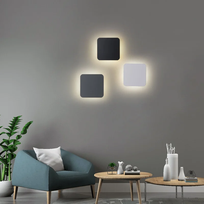 

Nordic Square LED Wall Lamp For Bedroom Bedside Living Room Creative Contracted Indoor Aisle Art Decoration Lighting Luminaire