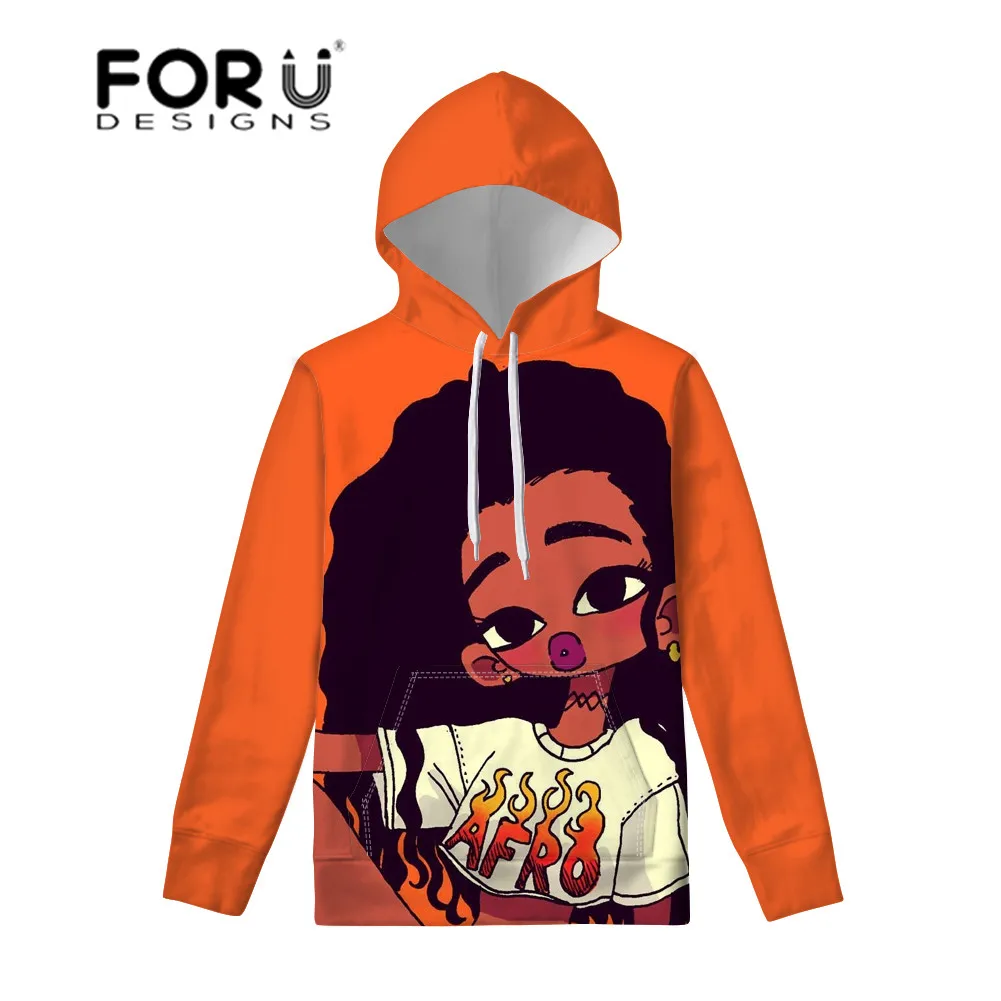 FORUDESIGNS/женские худи с карманами Afrcan Black Girl Magic Melanin Poppin пуловеры женские осенние