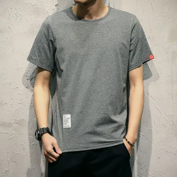 

3863-Summer cartoon printed linen short-sleeved t-shirt men's middle-sleeved students loose tide men's clothing