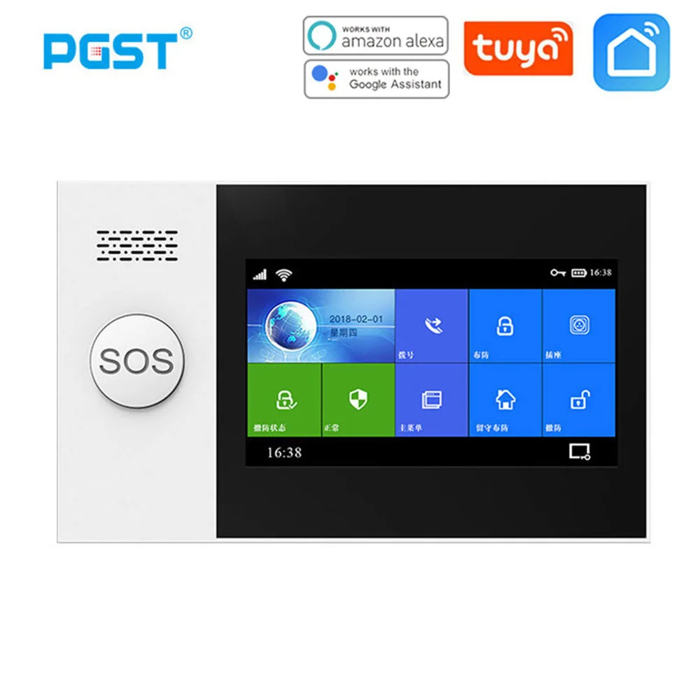 PGST-sistema de alarma antirrobo para el hogar, dispositivo de seguridad inalámbrico con Sensor de movimiento, WIFI en casa, GSM, compatible con Alexa, PG-107, Tuya