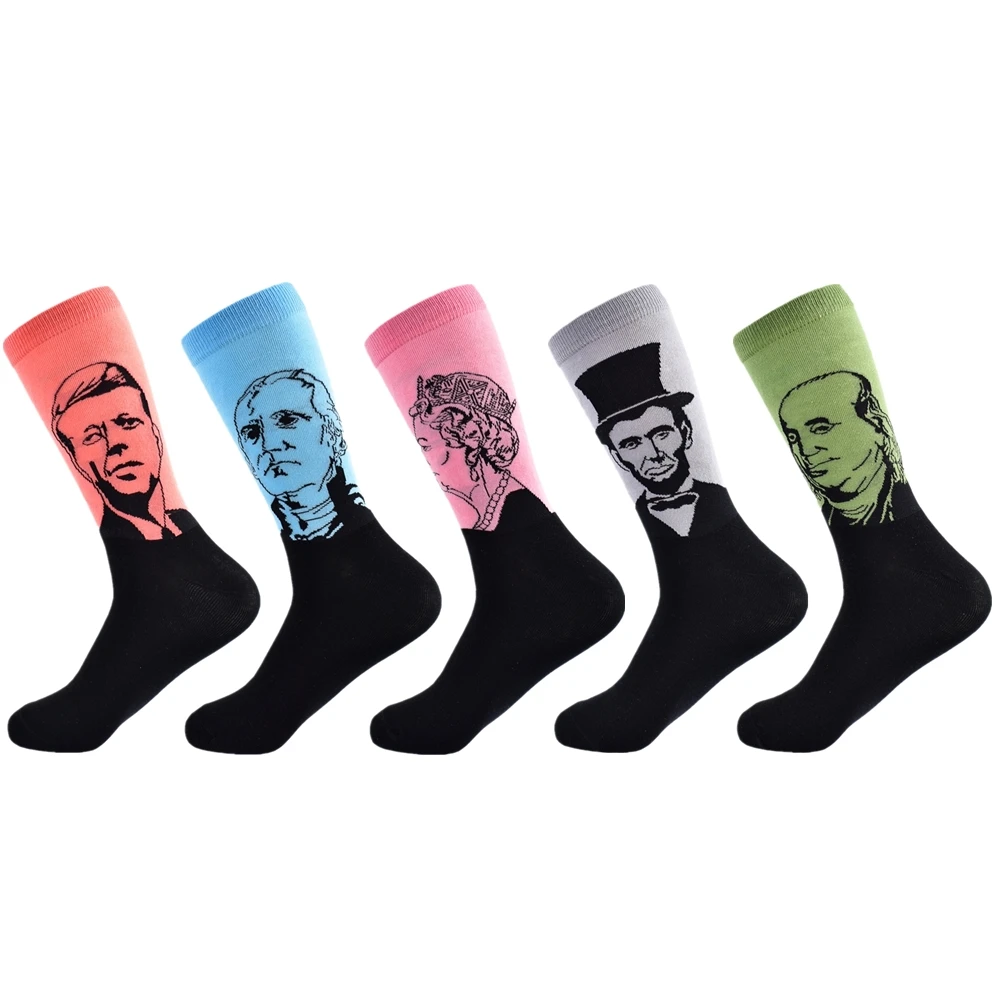 Темно-синий Happy Socks, ограниченная серия, повседневные, новинка, мужские забавные носки, подарочный набор, серия масляной живописи, чёсаный хлопок, новинка, мужские, 5 пар - Цвет: Темно-синий