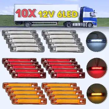 

10pcs 6 LED Car External Lights Truck Clearance Side Marker Light Indicator Rear Lamp Signal Trailer Lorry Van 12V