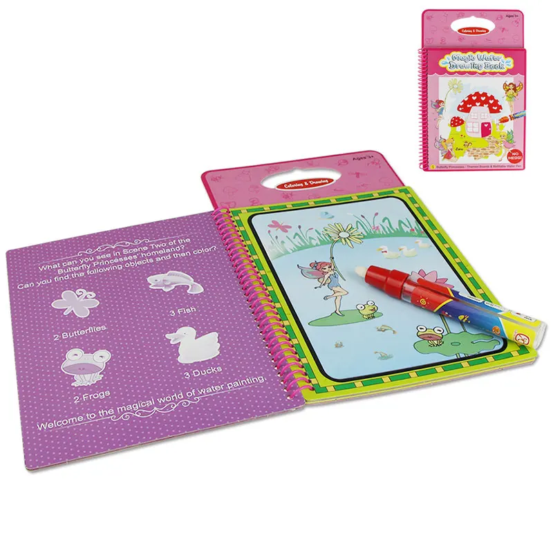 Волшебная водная цветная книга с шариковой ручкой, Сказочная алфавит, животные, цветные познавательные детские игрушки для рисования, доска для рисования - Цвет: Flower Fairy