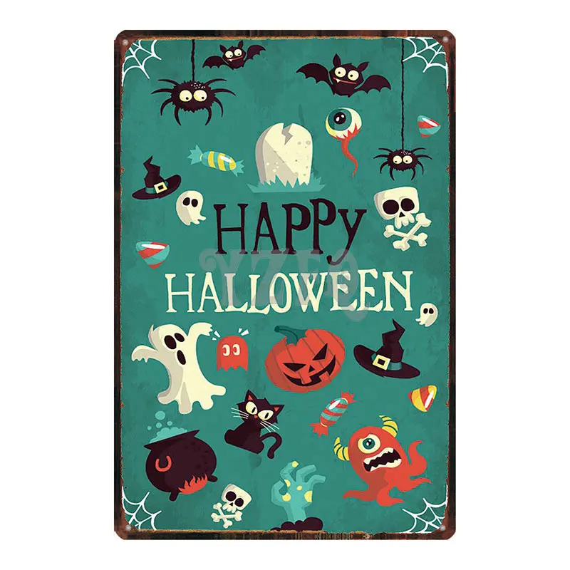 Тыква Happy Halloween Винтаж жестяная вывеска металлическая пластина кошка рождественские украшения для дома стены искусства вечерние декор 30X20 см DU-3148