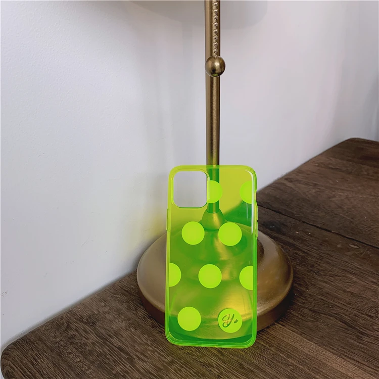 Fashion fluorescent Yellow Wave Point Phone Cases For iPhone 11 11Pro Max XR X XS Max 7 6 8 Plus Girl Clear Soft TPU Back Cover