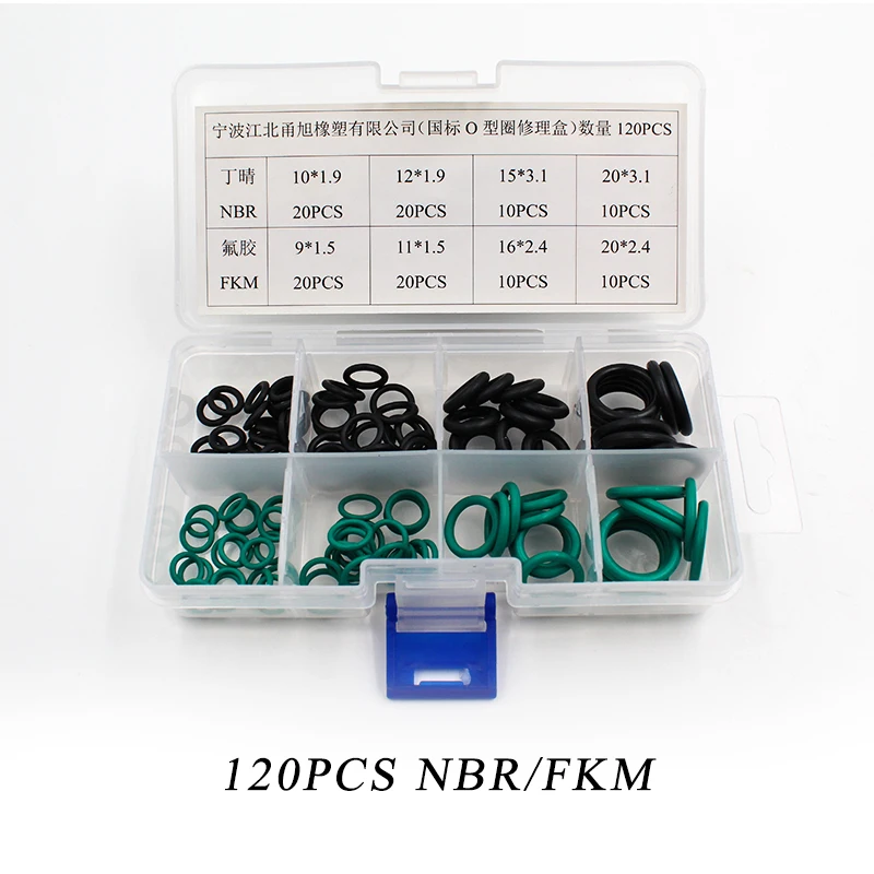 Мини Черный Зеленый O Rings120PCS 8 размеров NBR FKM уплотнительные кольца резиновые шайбы уплотнительные кольца ассортимент уплотнительное кольцо комплект Гибкая прокладка Ri - Цвет: MiniB-120
