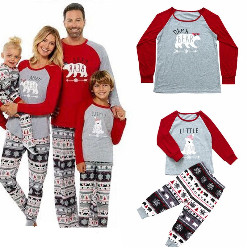 

2019 Winter Mom and Daughter Family Matching Clothes Father Kids Christmas Home Pajamas Family Look 2Pcs Clothing Set