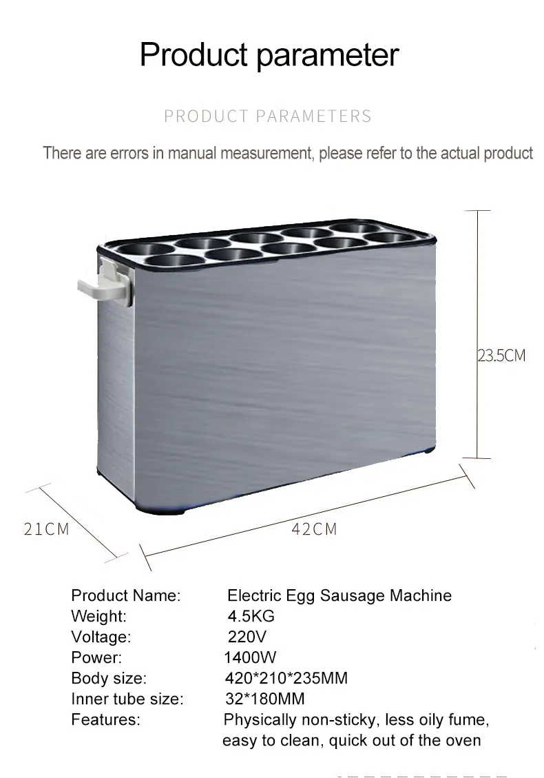 Description Picture 3 of itemAutomatic Rising Commercial Fried Egg Sausage Maker Hot Dogs Baking Machine Breakfast Eggs Roll Omelette Master Roller Boiler EU