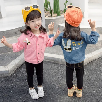 

Baby Girl Jeans Outfits Autumn Jackets For Toddler Girls Blue/Pink Turn Down Cardigan Denim Coat Child Baby Outerwear Clothing 3