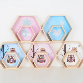 

INS Nordic Style Wooden Hexagonal Storage Rack Wood Wall Shelf Organizer Holder Baby Kids Room Decoration Ornament Nursery Decor
