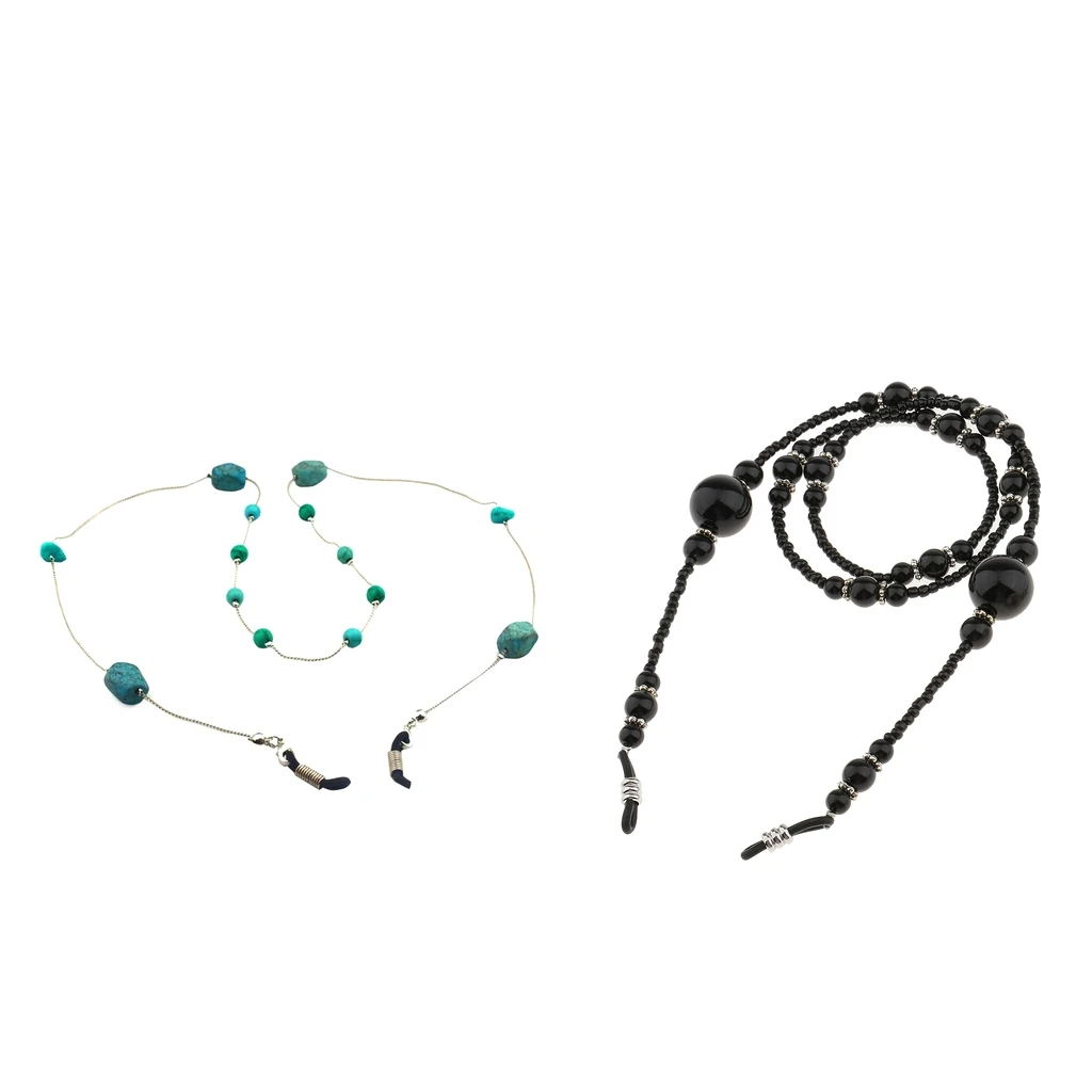 2 Pieces Boho Beads Eyeglass Chain Sunglass String Holder Strap Neck Strap Cord Lanyard Rope Necklace 65cm 70cm 