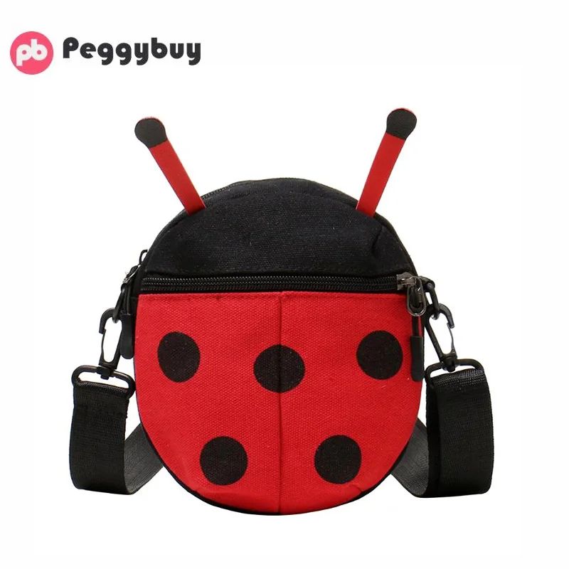 

Cartoon Ladybug Cute Girl Shoulder Bags Canvas Mini Messenger Crossbody Bag Mini Women Casual Messenger Bags Kids Lovely Toy Bag