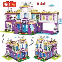 Novo 961 pçs privado luxo villa blocos de construção compatível legoinglys amigos castelo tijolos meninas princesa casa brinquedos para meninas